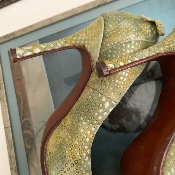 Saks Brienza Italian Leather & Suede Heels - Picture 4 of 11